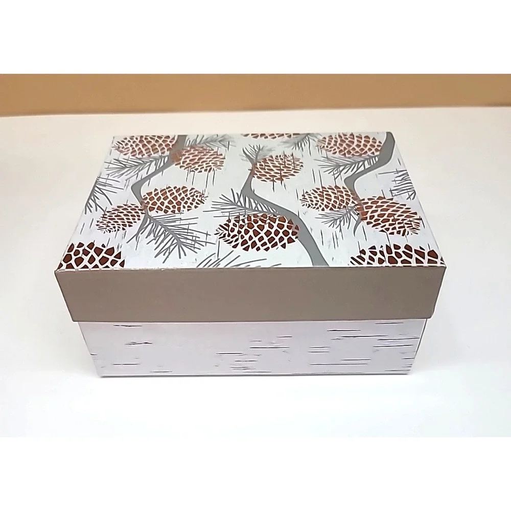 Lot Of 5 Decorative Christmas Gift Boxes-Stars-Snowflake-Pincone-Cheers